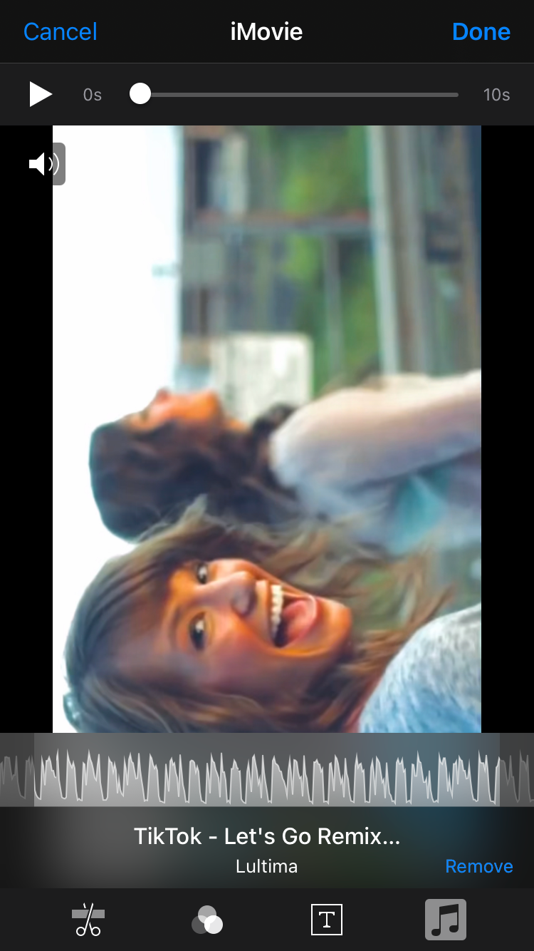 Установка точки старта трека в iMovie