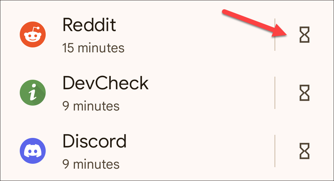 Tap on Timer icon next to the app