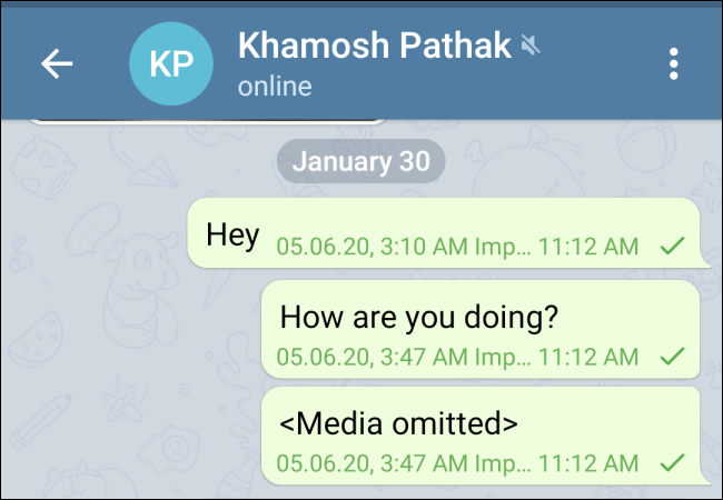 Чат WhatsApp импортирован в Telegram на Android