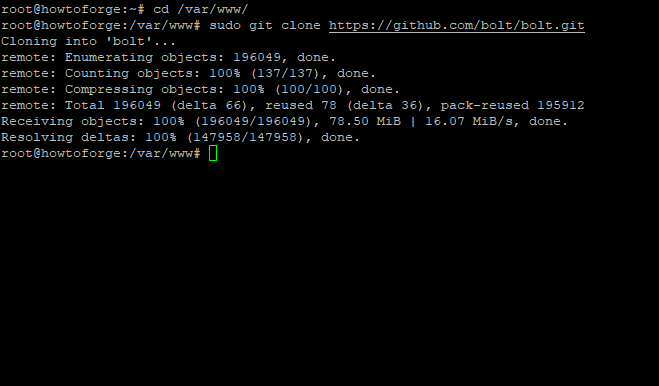 Клонирование Bolt из GitHub