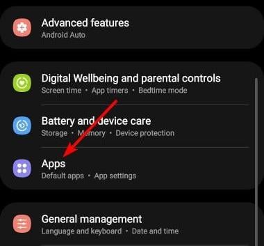Список приложений в настройках Android