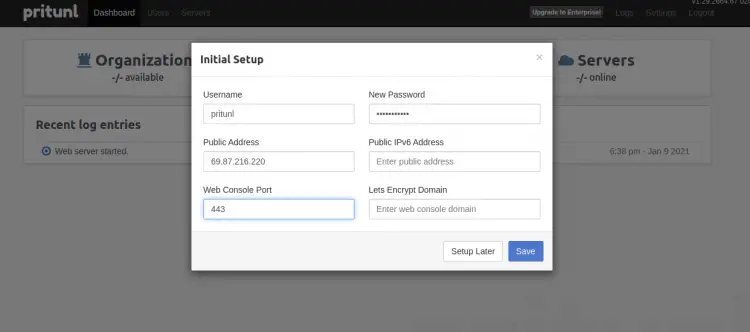 Настройка Pritunl