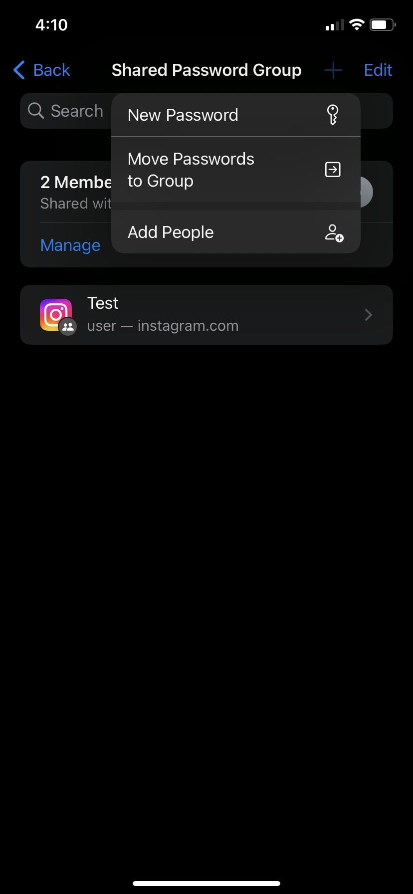 iPhone Shared Password Group Move Passwords to Group