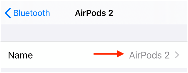 Экран с именем AirPods для переименования