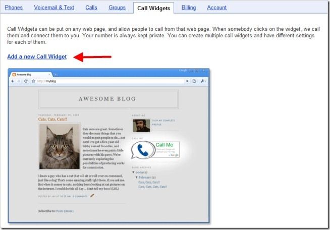 Создание нового Call Widget