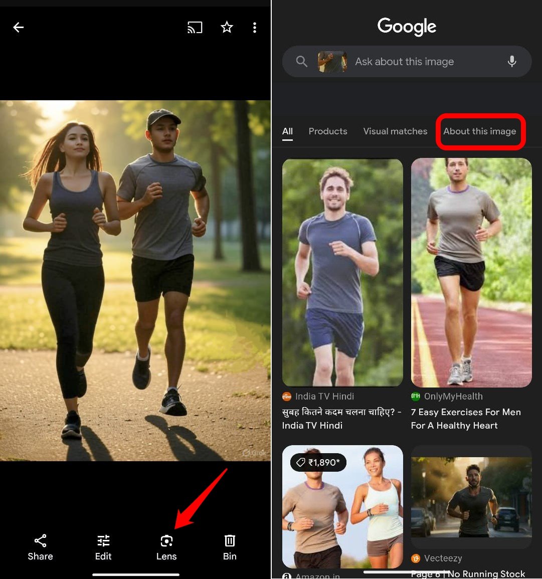 Использование Google Lens для проверки изображения на ИИ