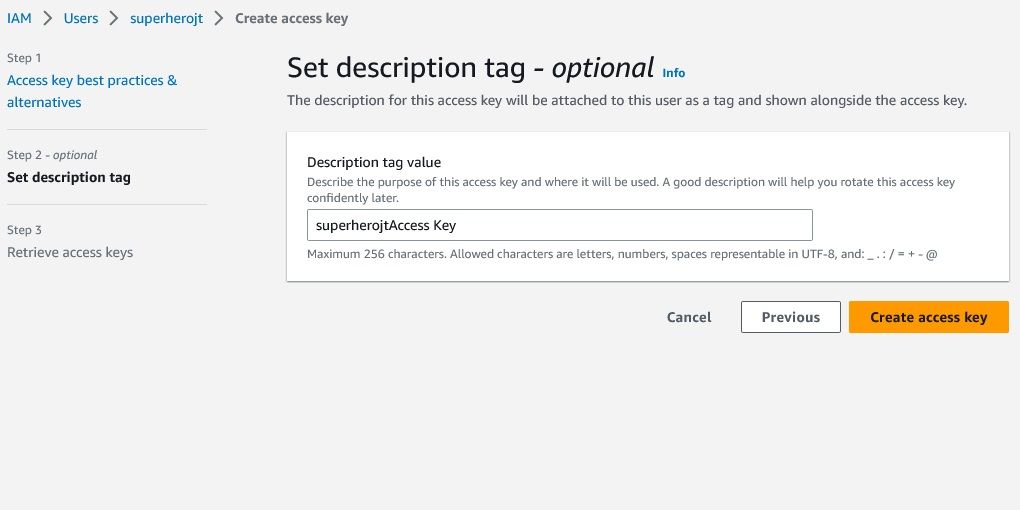 Просмотр созданных Access key