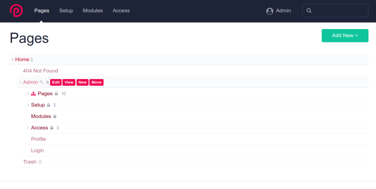 Панель управления ProcessWire