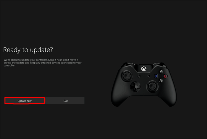 Обновление контроллера Xbox — кнопка Update now