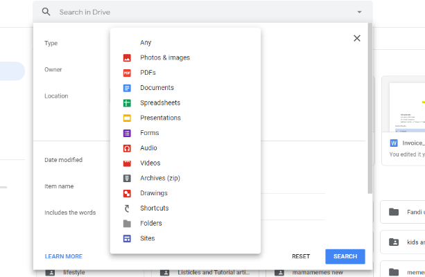 Опции поиска в Google Drive — фильтры и операторы