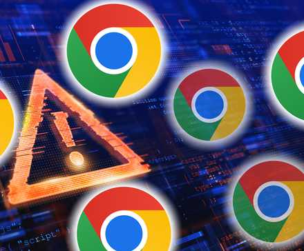 chrome logo with alert symbol