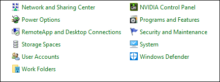Пример: элемент Sync Center скрыт