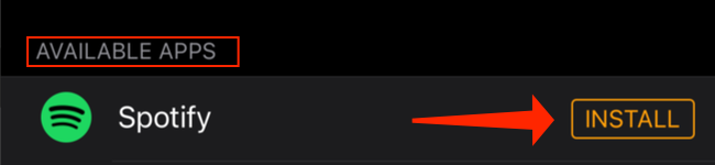 Если Spotify не установлен, найдите приложение в списке «Доступные программы» и нажмите «Установить».