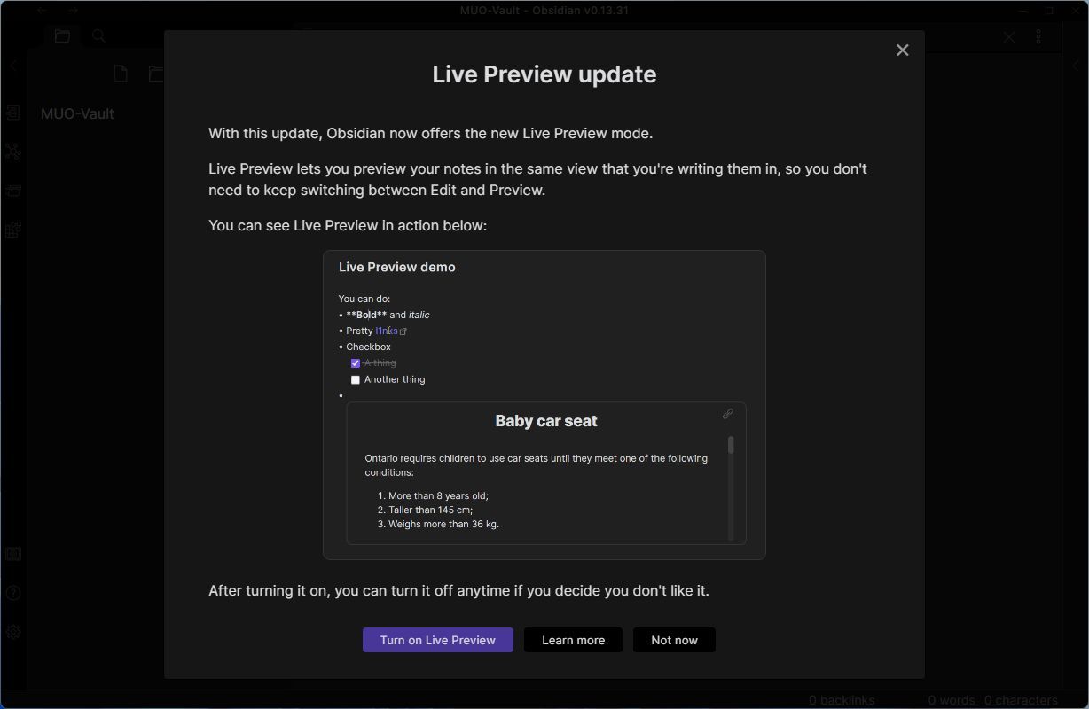 Live Preview в Obsidian — визуальное отображение Markdown во время редактирования