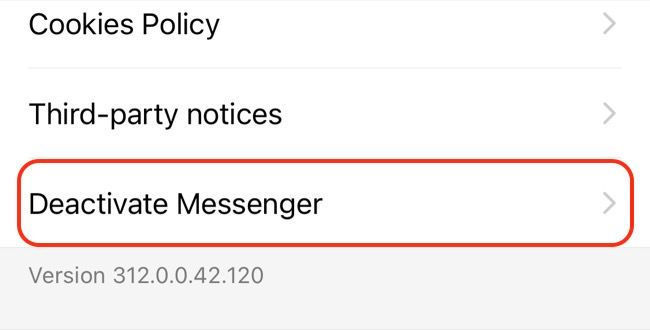 Deactivate Facebook Messenger