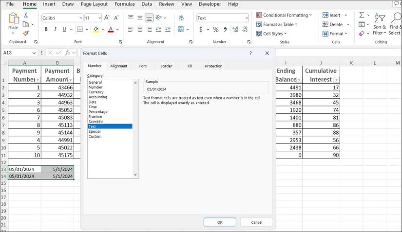 Форматирование ячеек как текст в Excel