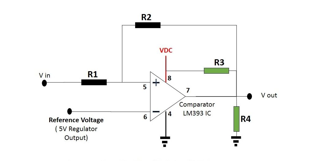 Схема компаратора с эффектом Шмитта