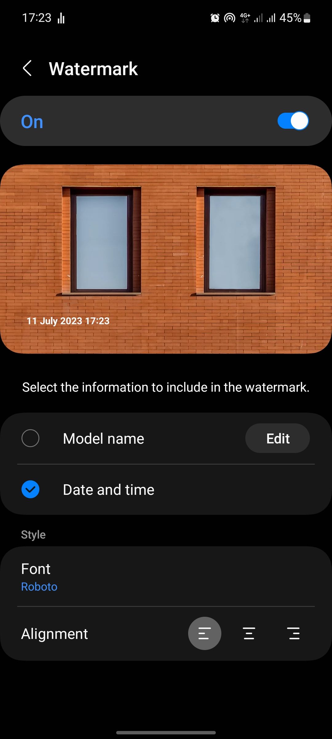 Настройки водяного знака