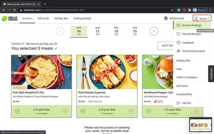 Modifier abonnement HelloFresh