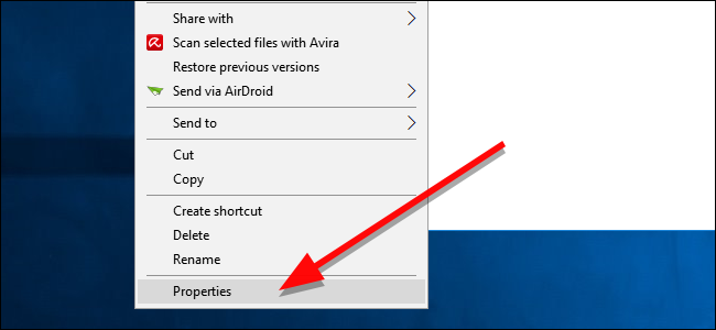 Контекстное меню файла в Windows: пункт «Свойства»