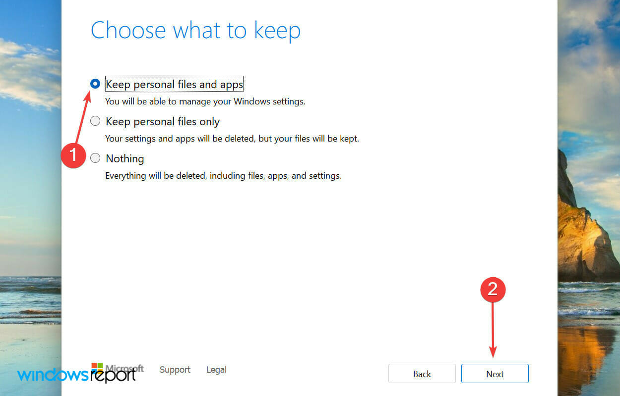 Keep personal files and apps