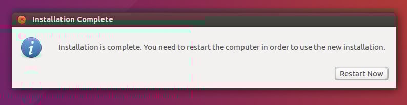 Перезагрузка после установки Ubuntu
