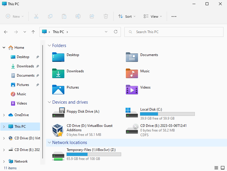 Монтированная общая папка отображается в Проводнике Windows.