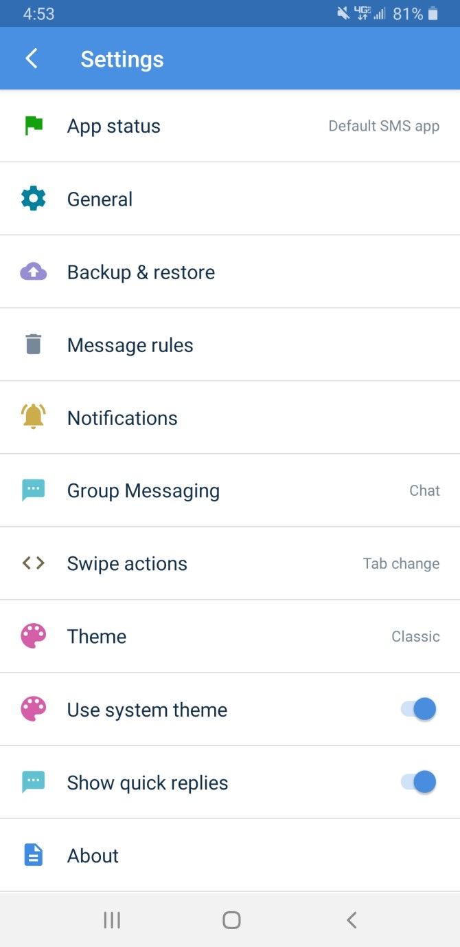 SMS Organizer — настройки и разделы для сортировки сообщений