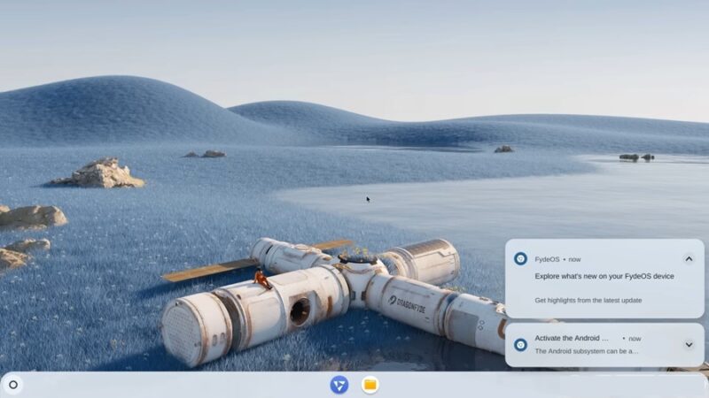 Начальный рабочий стол FydeOS после установки.