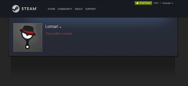 Сообщение на веб‑странице Steam о том, что профиль скрыт
