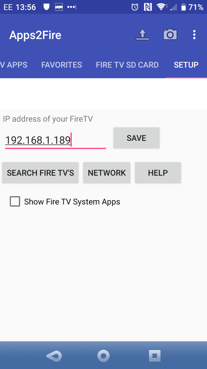 Добавление IP-адреса Fire Stick в Apps2Fire