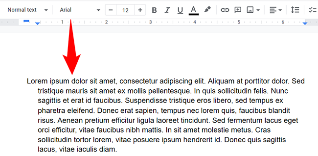 Висячий отступ в Google Документах после изменения маркеров на линейке.