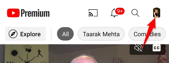 Выберите иконку профиля в правом верхнем углу экрана.
