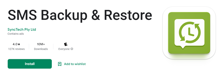 SMS Backup & Restore app.