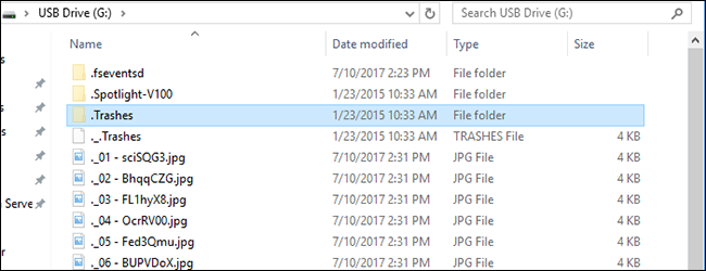 Скрытая папка .Trashes в корне диска