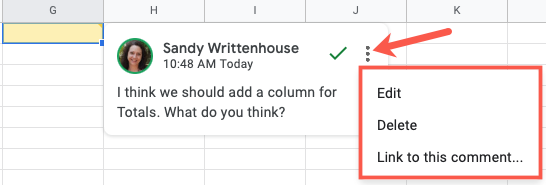 Три точки: редактировать, удалить или получить ссылку на комментарий