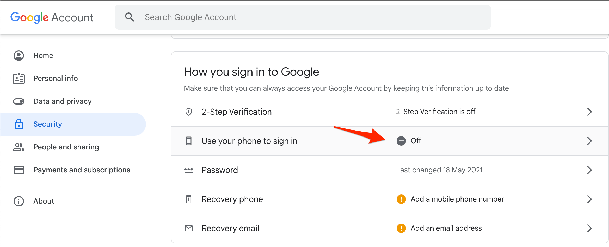Используйте телефон для входа с подсказкой Google