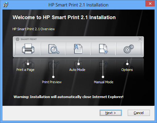 Установка Smart Print для Bing Bar в Internet Explorer