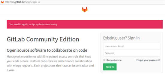 Страница входа в GitLab