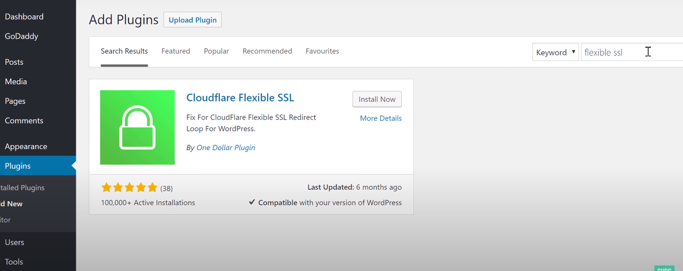 Установка плагина Flexible SSL в WordPress