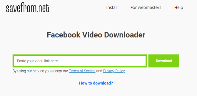 Интерфейс SaveFrom с подсказкой для вставки ссылки