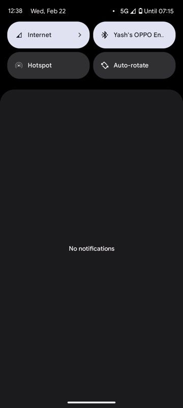 Google Pixel Quick Settings panel