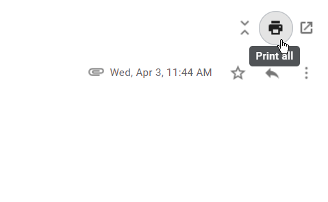 Кнопка «Печать всех» для печати цепочки писем в Gmail