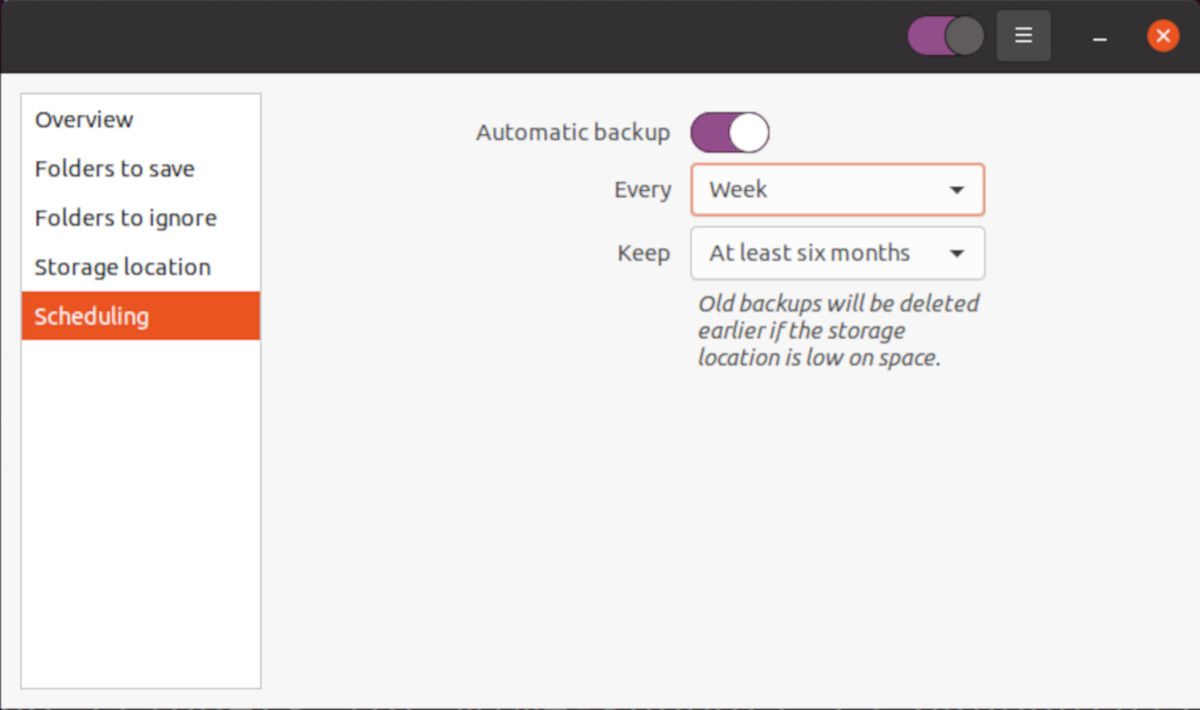 Планирование автоматических резервных копий в Déjà Dup