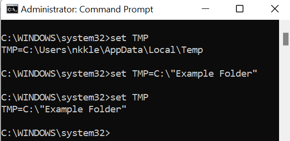 Папка TMP перемещена в Example Folder