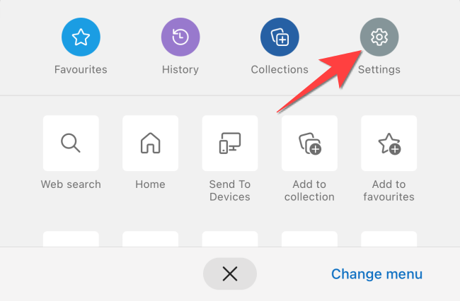 Экран настроек Edge на iPhone