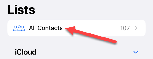 Выберите «Все контакты».