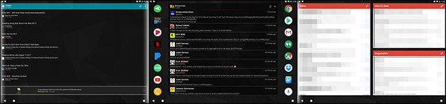 Макет из трёх рабочих экранов с виджетами