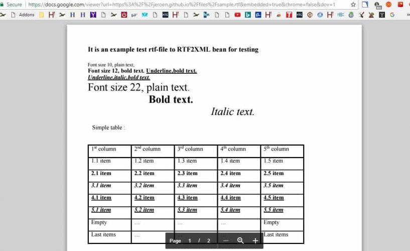 Просмотр RTF в Chrome
