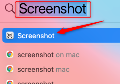 Поиск приложения Screenshot в Finder на Mac
